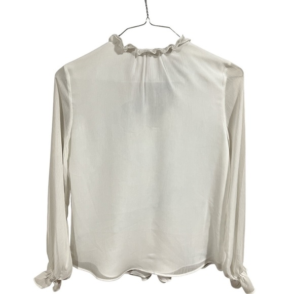 Tommy Hilfiger White Sheer Ruffle Front Poet Blouse XS Country Boho Cottagecore - Picture 4 of 10